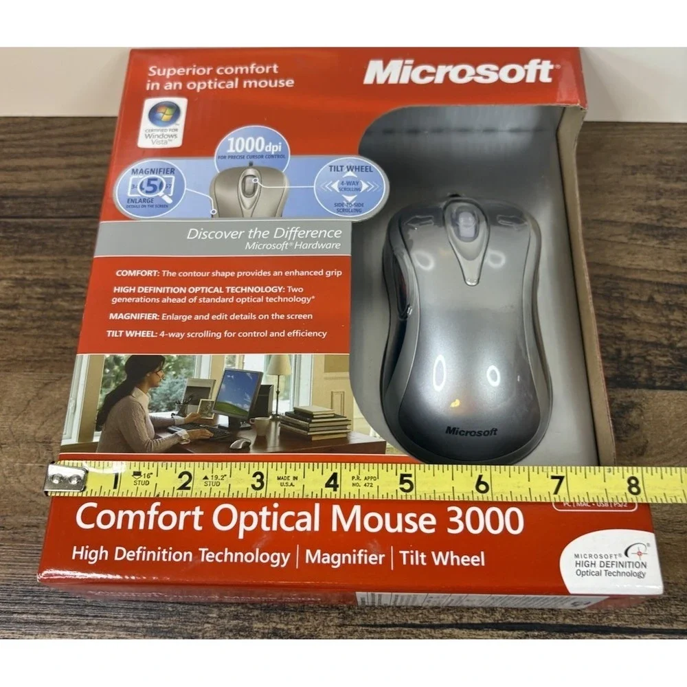 Microsoft Comfort Optical Mouse 3000 Wired Mouse HD Technology Tilt Wheel